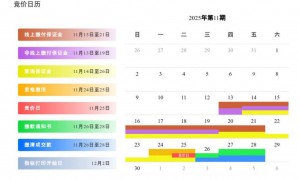 2025年广州11月份竞买人参与竞价日历图