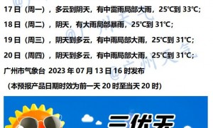2023年7月14日广州天气晴间多云27到36℃
