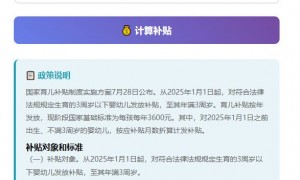 国家育儿补贴计算器