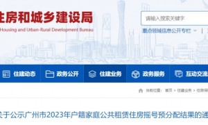 关于公示广州市2023年户籍家庭公共租赁住房摇号预分配结果的通告