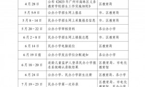 2023广州海珠区小学招生日程表