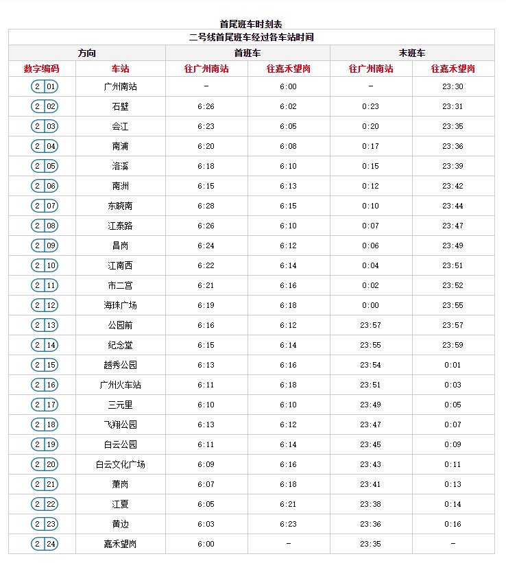 2022国庆广州地铁2号线运营时间插图 2022国庆广州地铁2号线运营时间